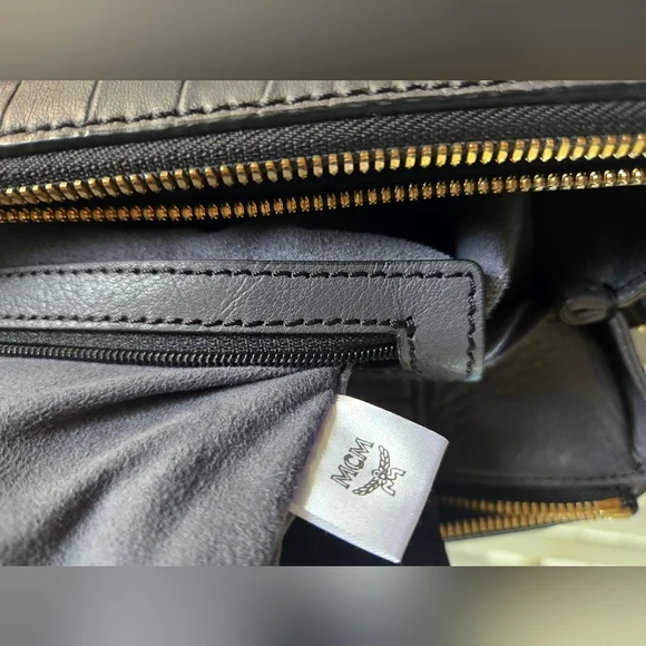 MCM Croc Embossed Gray Leather Large 2 way Satchel T7428 in EUC - Picture 12 of 16